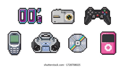 2000s Pixel Art Icons Vintage