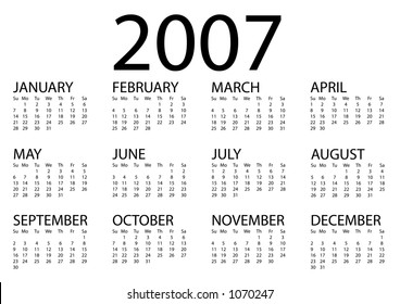 2007 Calendar Stock Illustration 1070247