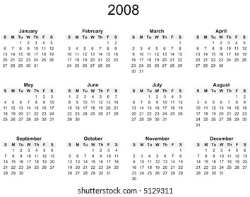 December 2008 Calendar Images Stock Photos Vectors Shutterstock