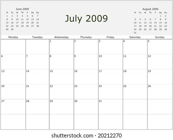 243 July 2009 calendar Images, Stock Photos & Vectors | Shutterstock