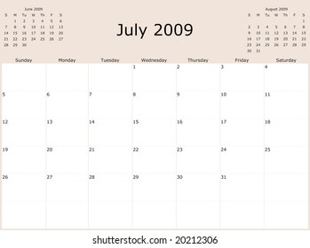 July 2009 Calendar Images, Stock Photos & Vectors | Shutterstock