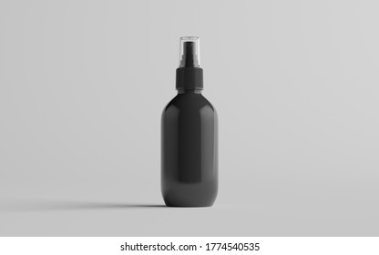 200ml Black Plastic Spray Bottle Mockup - One Bottle. 3D Illustration