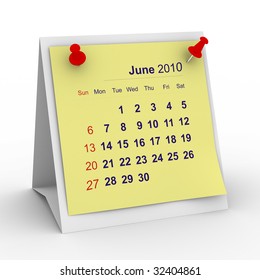 2010 year calendar. June. Isolated 3D image - Shutterstock ID 32404861