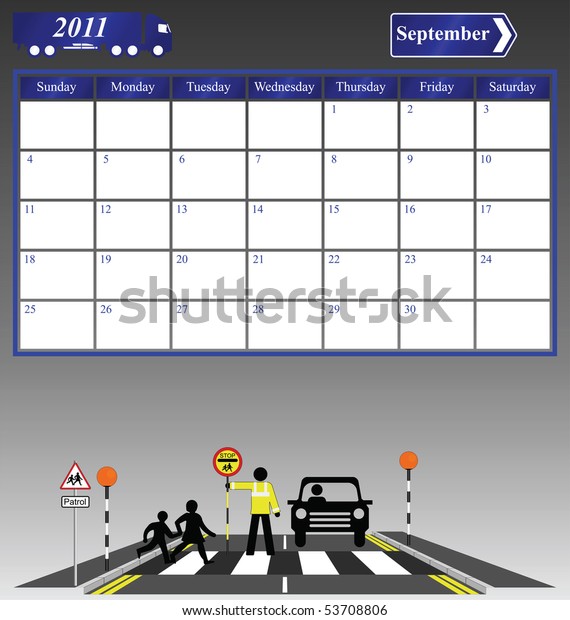 2011\
September calendar with school crossing\
patrol