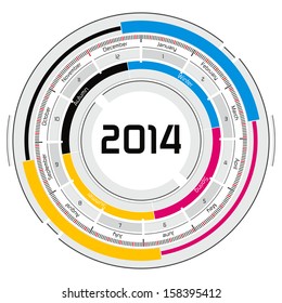 2014 CMYK Circular Calendar - Futuristic Concept Design