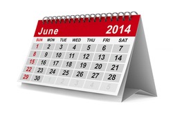2014 Year Calendar. June. Isolated 3D Image