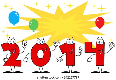 2014 Year Cartoon Character Stars Balloons Stock Illustration 142287799 ...