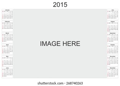 2015 calendar designed by computer using design software, with white background