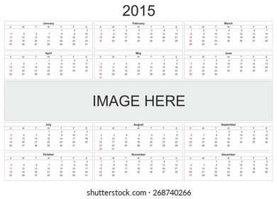 2015 calendar designed by computer using design software, with white background