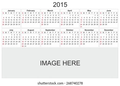 2015 calendar designed by computer using design software, with white background