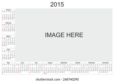2015 calendar designed by computer using design software, with white background