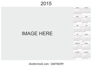 2015 calendar designed by computer using design software, with white background
