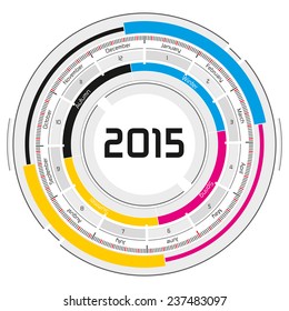 2015 CMYK Circular Calendar - Futuristic Concept Design