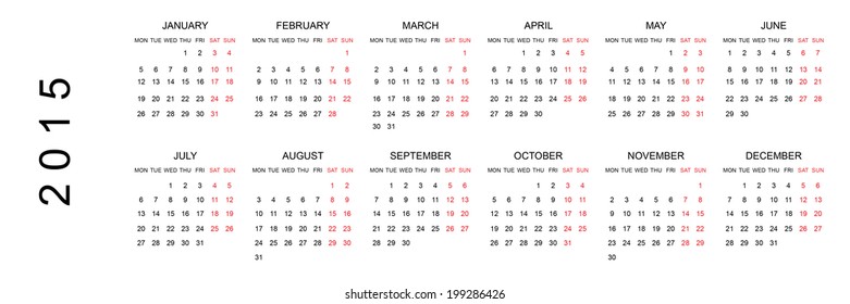 simple 2015 calendar eps 10 stock vector royalty free 103376321