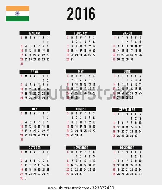 16 Calendar Flag India Stock Illustration