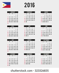 2016 Calendar Flag Philippines Stock Illustration 323326835 | Shutterstock