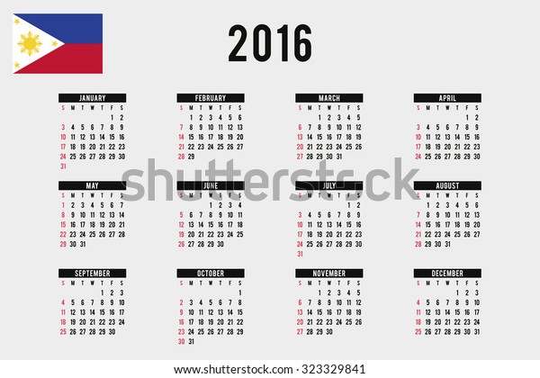16 Calendar Flag Philippines Stock Illustration