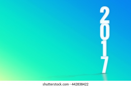 2017 (3D rendering) white number with material design color backdrop,Happy New Year holiday concept,Leave space for display your product.