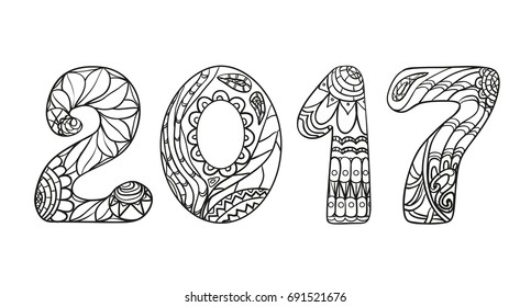 2017 Numbers Zentangle Hand Drawn Numbers Stock Illustration 691521676 ...