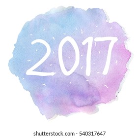 2017 On Watercolor Background Beautiful Greeting Pattern Winter Watercolor Background Theme Of Christmas And New Year