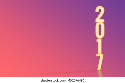 2017(3d rendering) yellow number with material design color backdrop,Happy New Year holiday concept,Leave space for display your product.