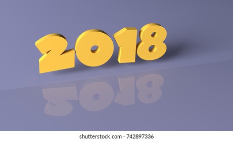 2018 - 3d rendered logo two thousand eighteen on a colored background