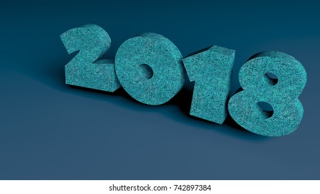 2018 - 3d rendered logo two thousand eighteen on a colored background