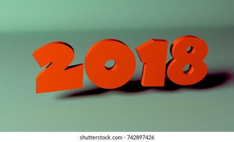 2018 - 3d rendered logo two thousand eighteen on a colored background