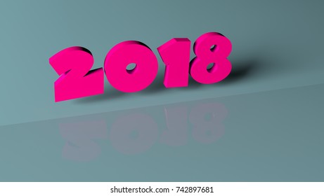 2018 - 3d rendered logo two thousand eighteen on a colored background