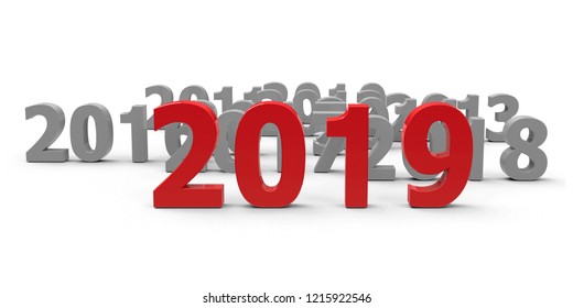 2019 come represents the new year 2019, three-dimensional rendering, 3D illustration