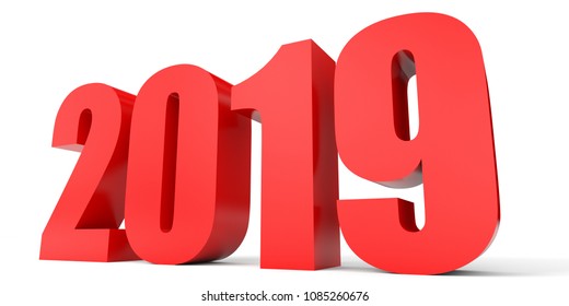 2019 New Year. Text. 3D illustration.