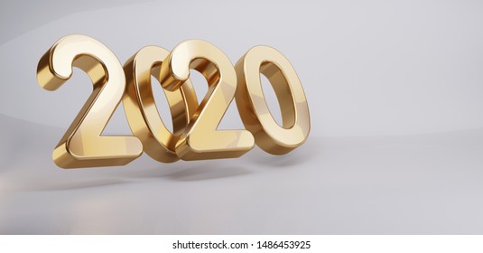 2020 Golden Bold Letters Cursive 3d-illustration