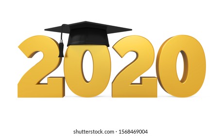 2020 Graduation Cap Isolated 3d Rendering Stock Illustration 1568469004