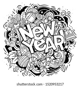 2020 Hand Drawn Doodles Illustration New Stock Illustration 1520953217