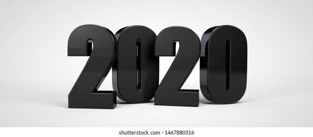 2020 New Year 3d Black Metallic Text 3d Render