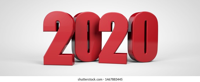 2020 New Year 3d Red Metallic Text 3d Render