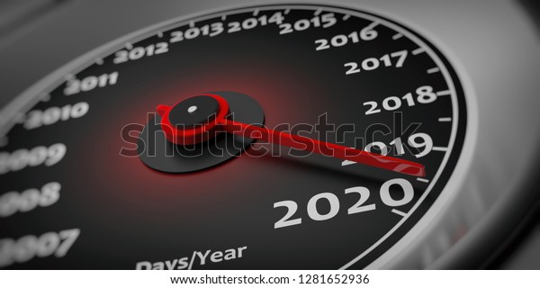 2020 New Year Car Car Speedometer Stock Illustration 1281652936