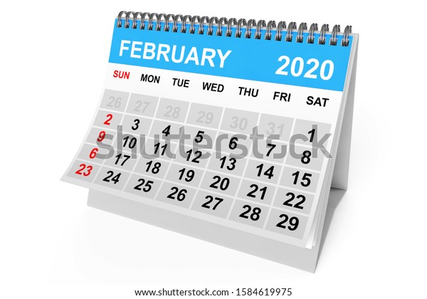 2020 Year February Calendar On White Stock Illustration 1584619975 ...