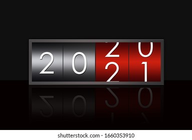 2021 Countdown Timer Isolated On Black Background.