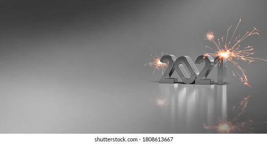 2021 Steal And Sparks, Grey Background 3D Rendering