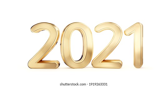 2021 Symbol Golden Number 3d-illustration