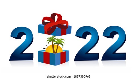 2022 - blue gift box with holidays inside
