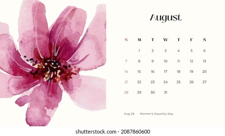 2022 Calendar - Florals Water Color Minimalistic  - Powered by Shutterstock