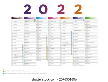 2022 Calendar With Holidays, First Semester