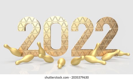 The 2022 And Gold Pin Bowling For Business Or Holiday Concept 3d Rendering
