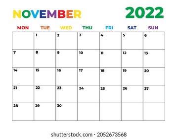 2022 minimalist rainbow calendar monday start stock illustration 2052673568 shutterstock