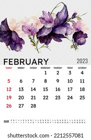 2023 February Monthly Calendar Minimalistic Design Stock Illustration ...