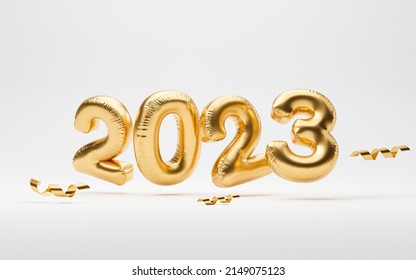 2023 golden balloon on white background for for preparation happy new year , merry Christmas and start new business concept by realistic 3d render. - Powered by Shutterstock