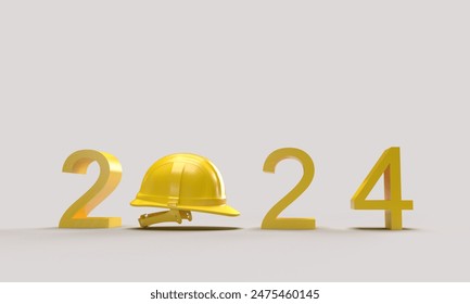 2024 2025 2023 time new year labor day yellow orange color object icon 1 first september month work job labour business safety helmet hardhat event business engineer architecture industry.3d render - Powered by Shutterstock