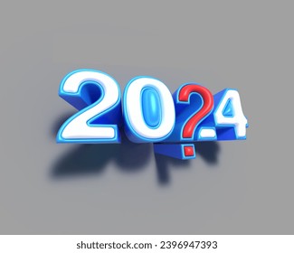 2024 Happy New Year 3d Lettering Illustration.